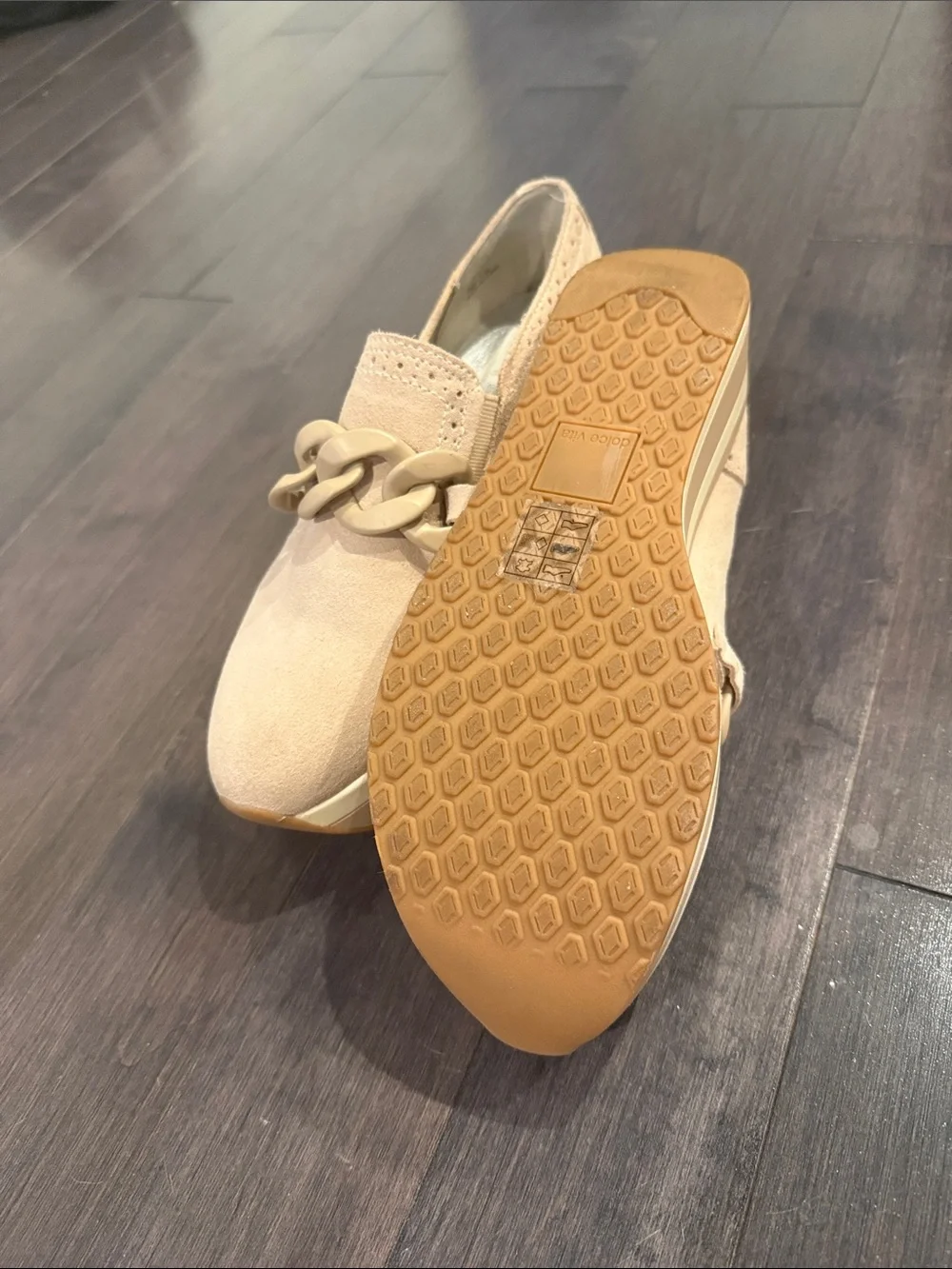 Women’s Dolce Vita Slip-On Platform Loafers in Light Beige, Size 7.5
